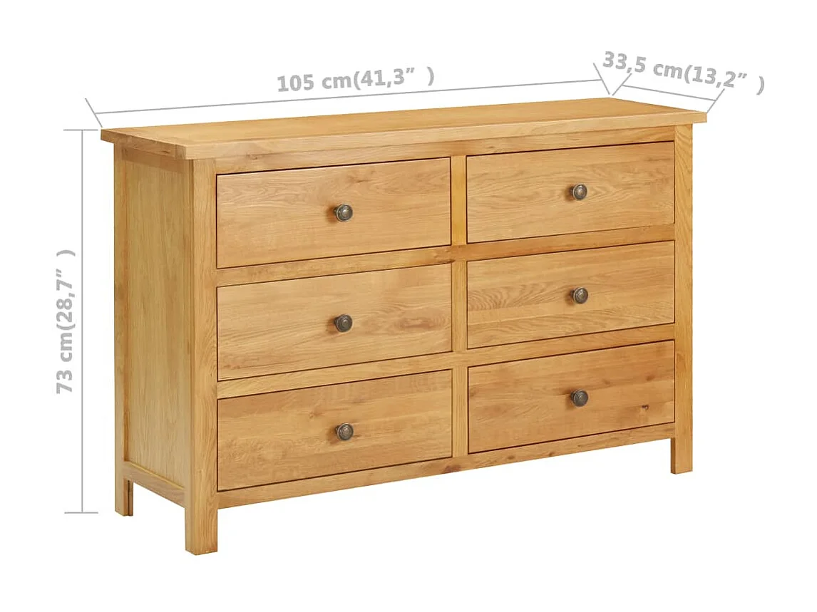 Commode 105x33,5x73 Bois de chêne massif 2