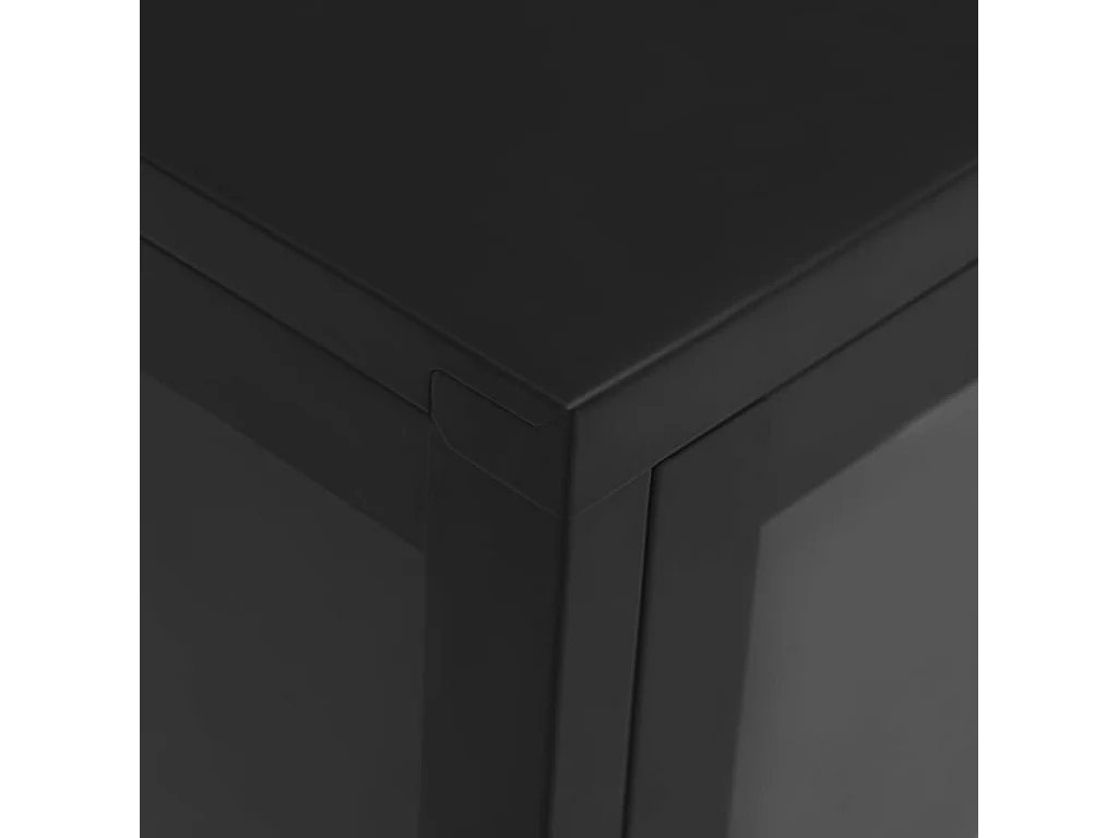 Buffet Noir 75x35x105 Acier et verre