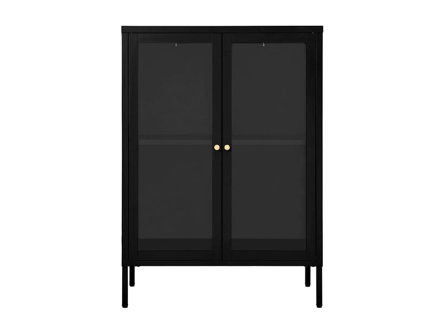 Buffet Noir 75x35x105 Acier et verre