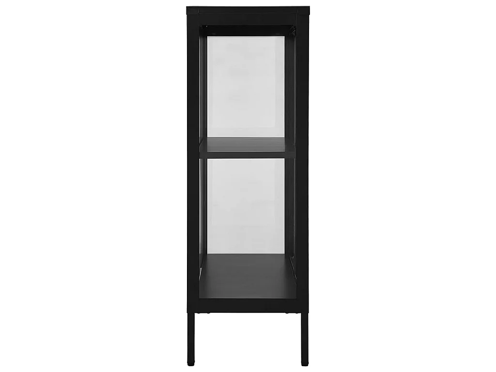 Buffet Noir 75x35x105 Acier et verre