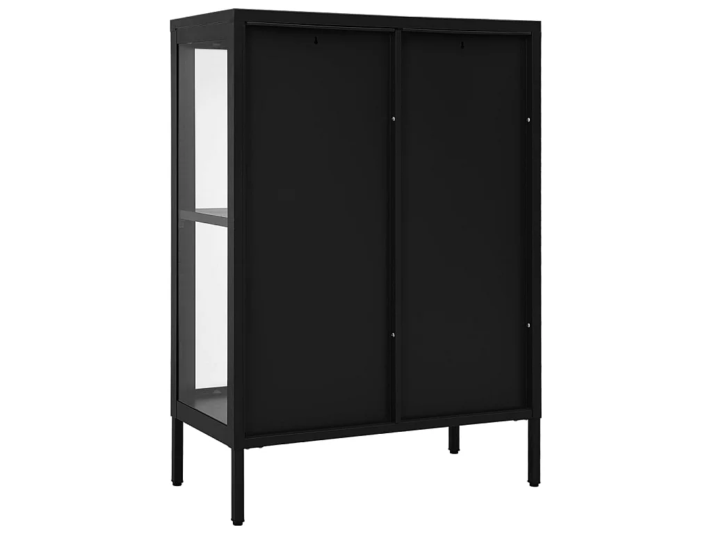 Buffet Noir 75x35x105 Acier et verre