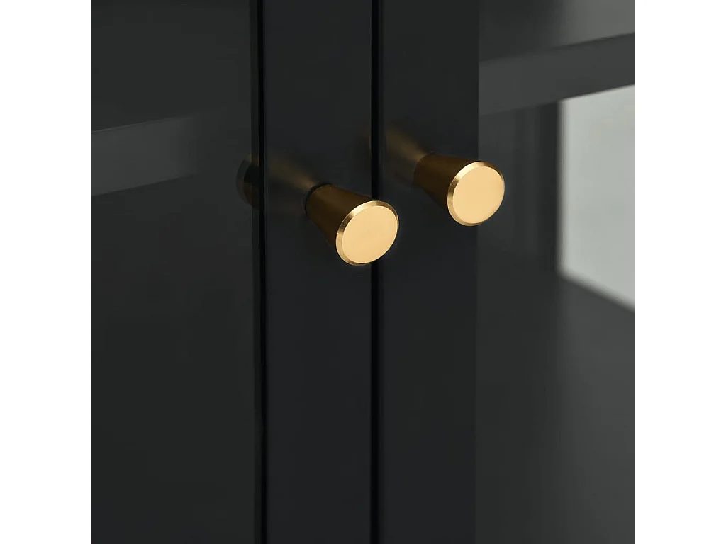 Buffet Noir 70x35x70 Acier et verre