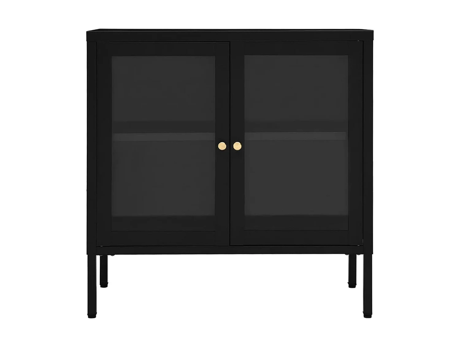 Buffet Noir 70x35x70 Acier et verre