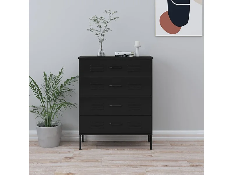 Commode Noir 80x35x101,5 Acier