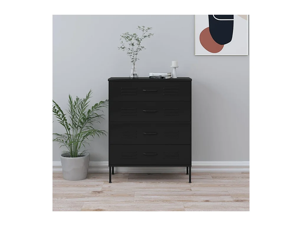 Commode Noir 80x35x101,5 Acier