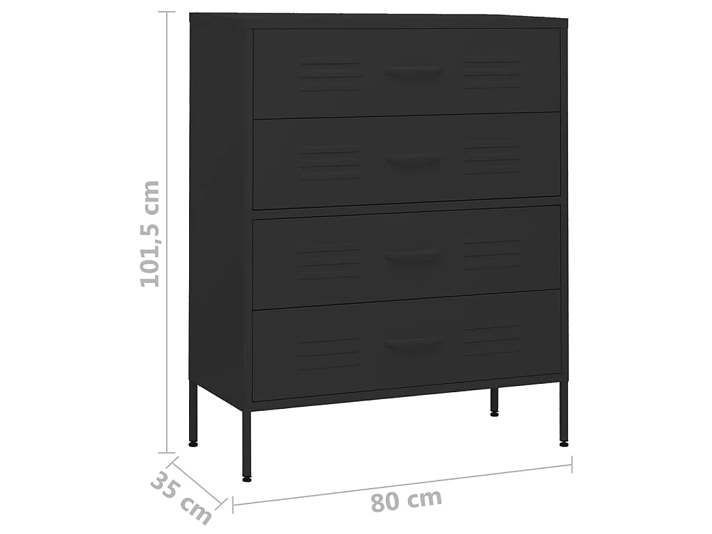 Commode Noir 80x35x101,5 Acier