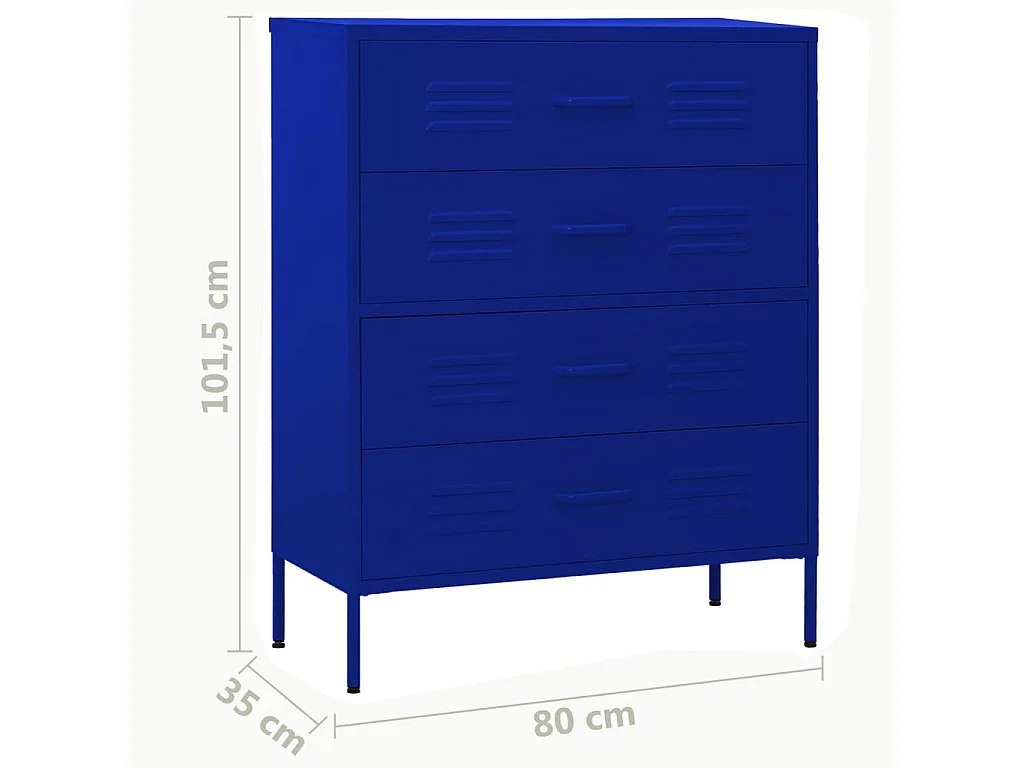 Commode Bleu marine 80x35x101,5 Acier