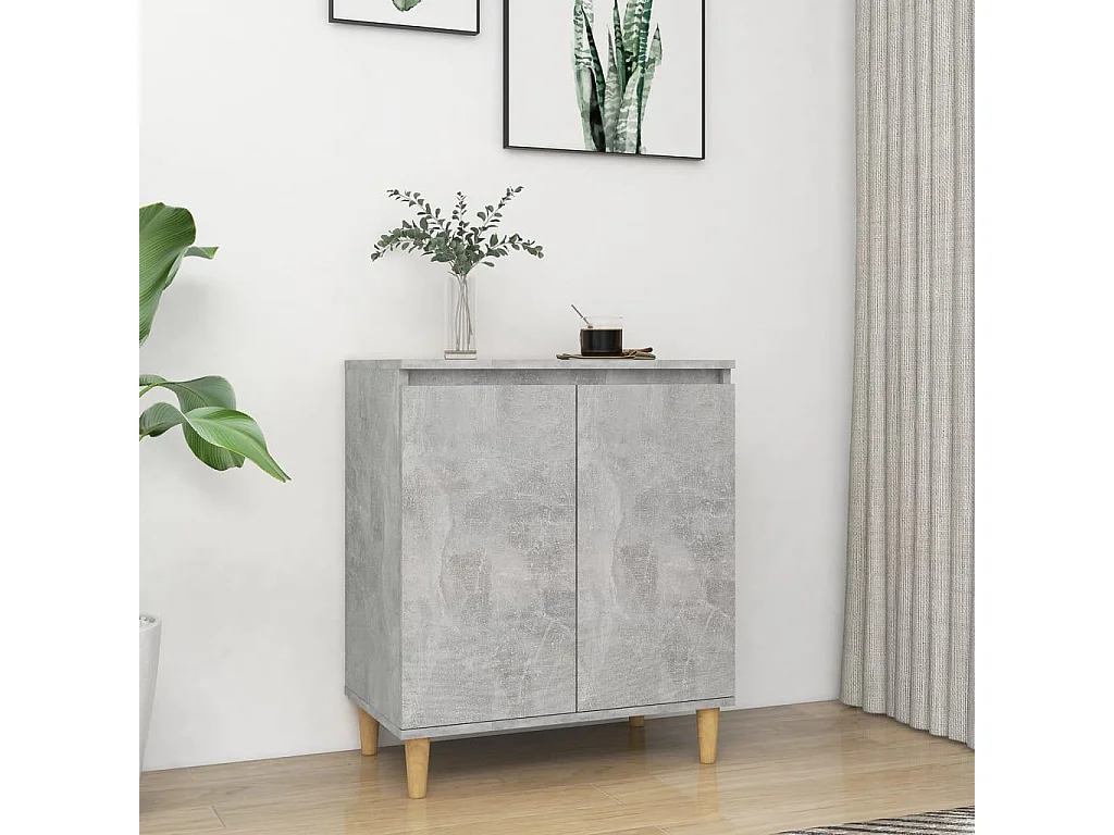 Commode avec pieds en bois Gris béton 60x35x70