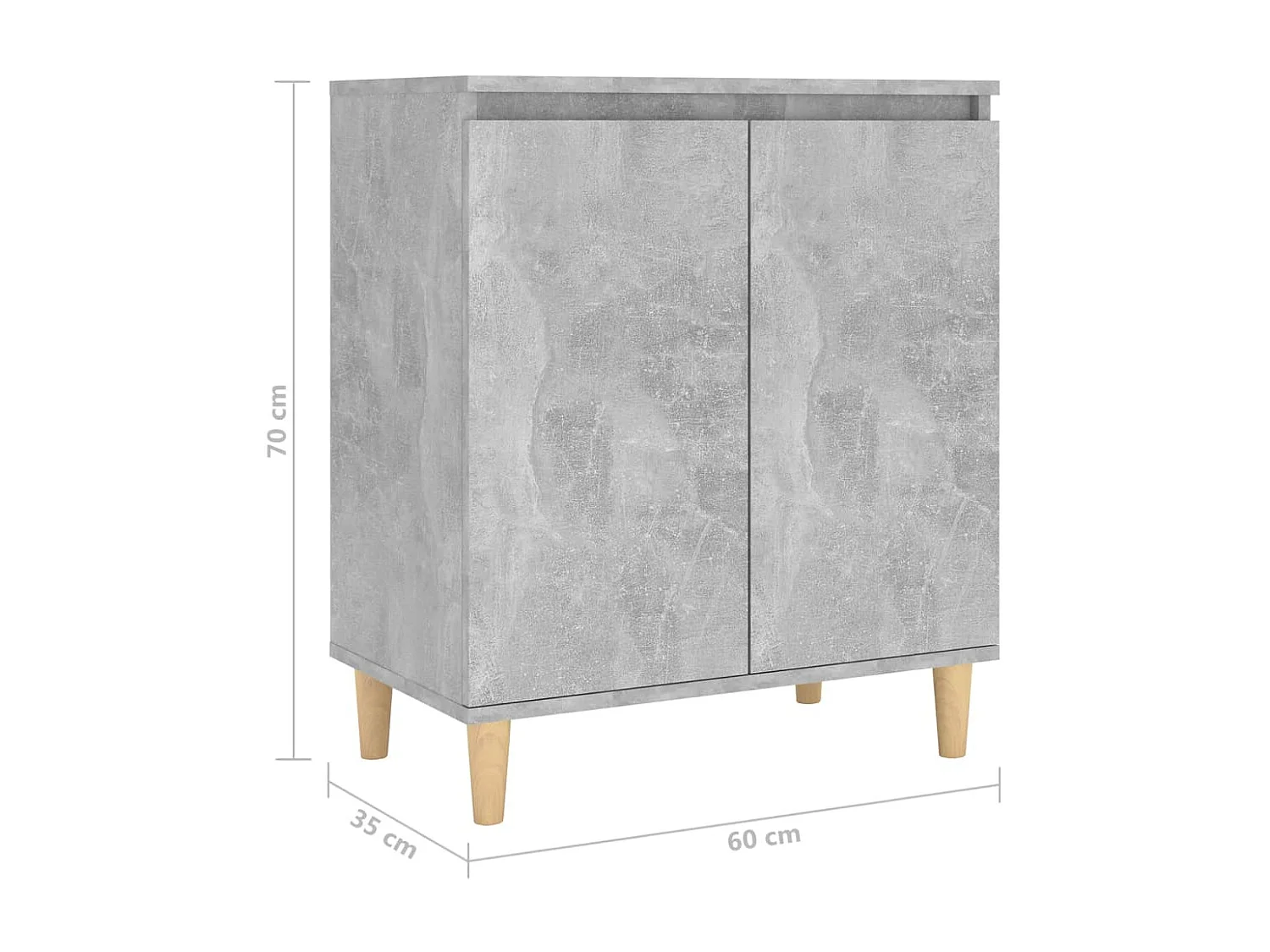 Commode avec pieds en bois Gris béton 60x35x70