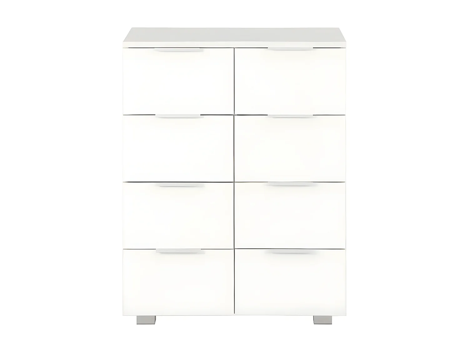 Commode 8 tiroirs bois blanc brillant Bella