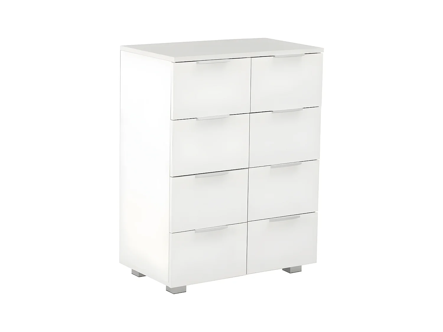 Commode 8 tiroirs bois blanc brillant Bella