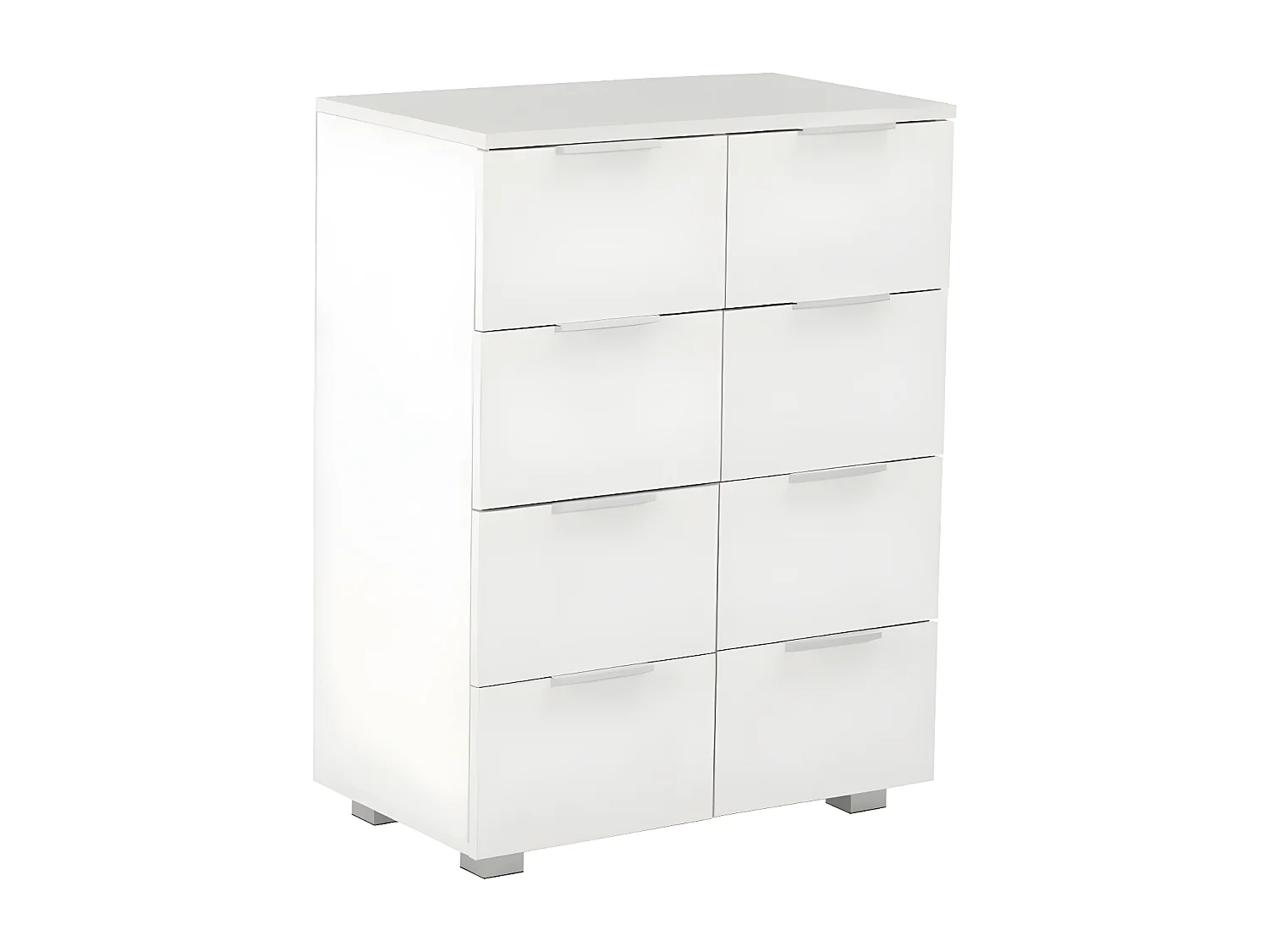 Commode 8 tiroirs bois blanc brillant Bella