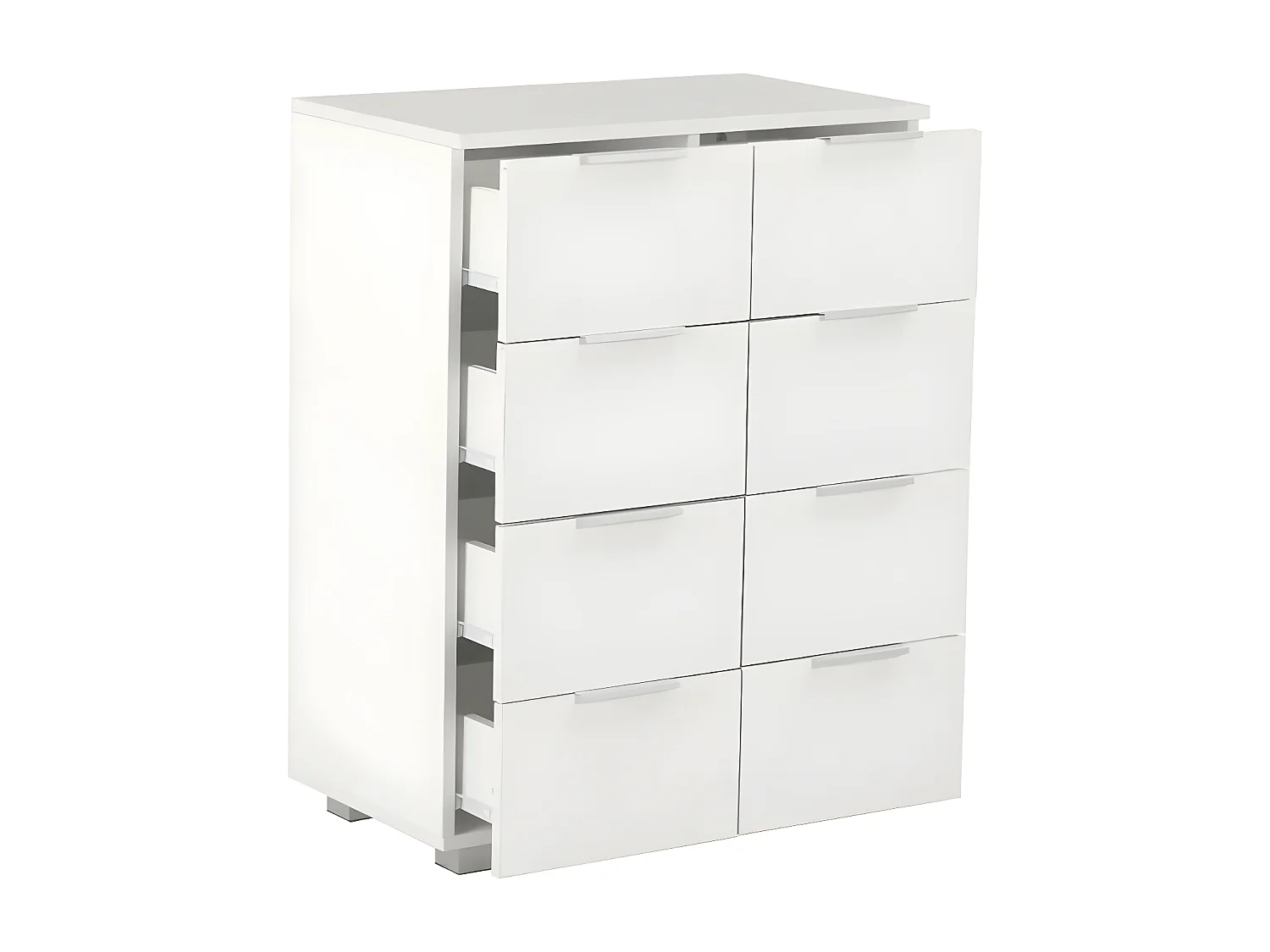 Commode 8 tiroirs bois blanc brillant Bella