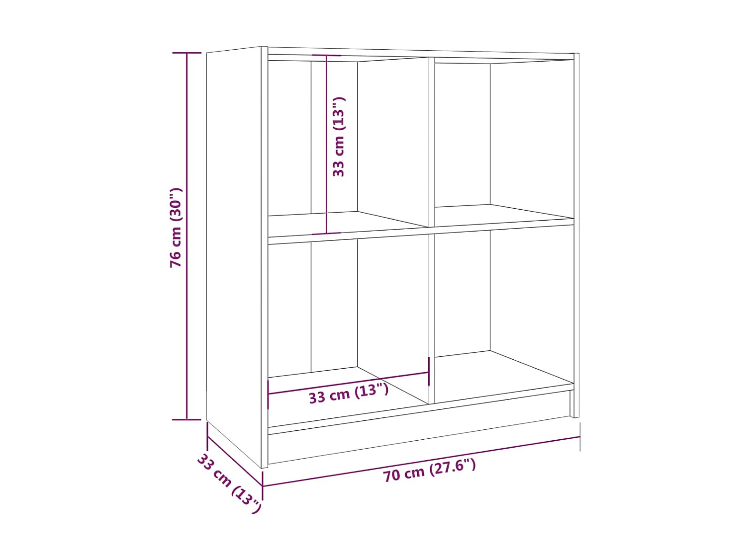 Buffet Blanc 70x33x76 Bois de pin massif