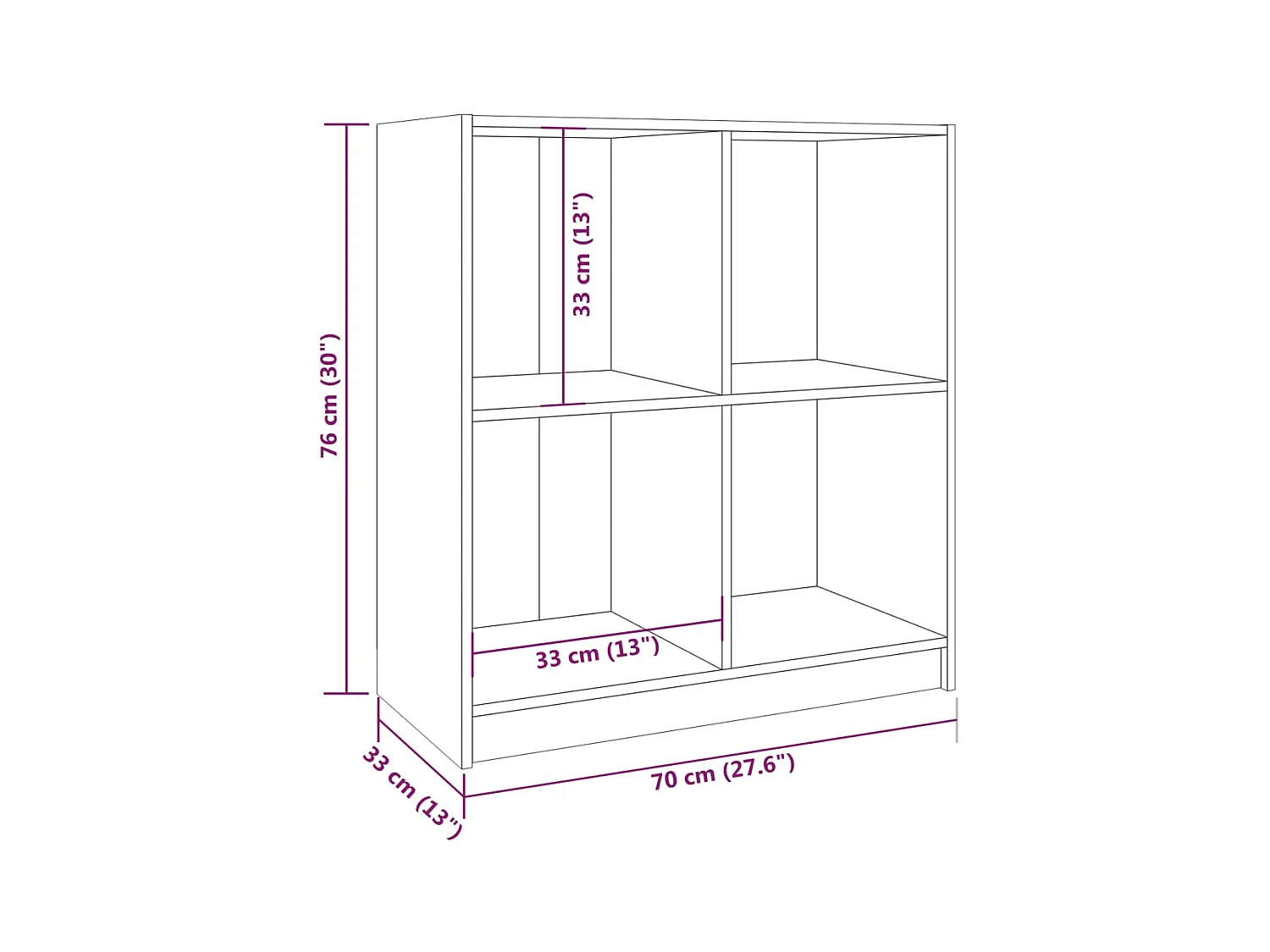 Dressoir 70x33x76 cm massief grenenhout wit