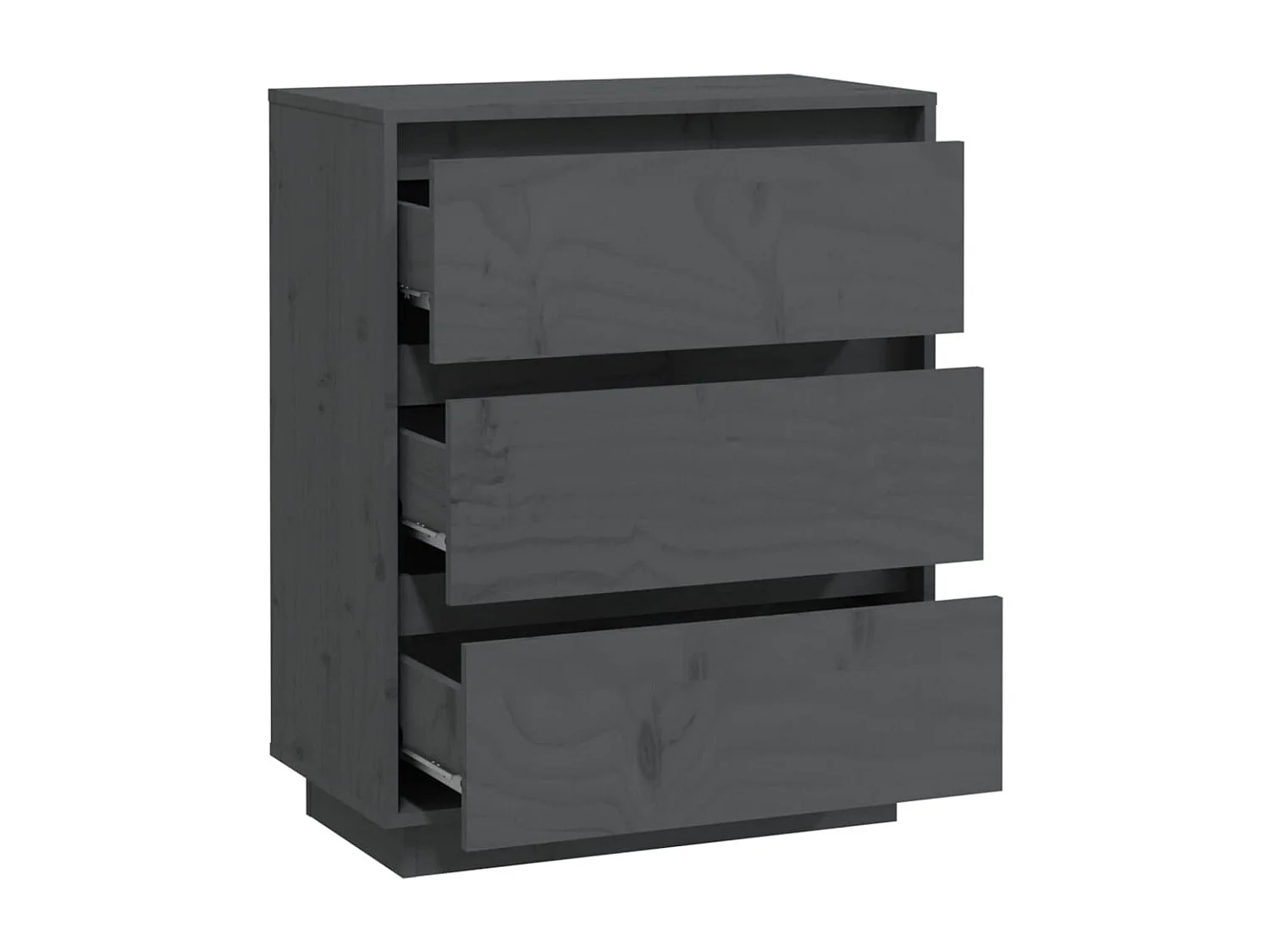 Aparador de madera maciza de pino gris 60x34x75 cm