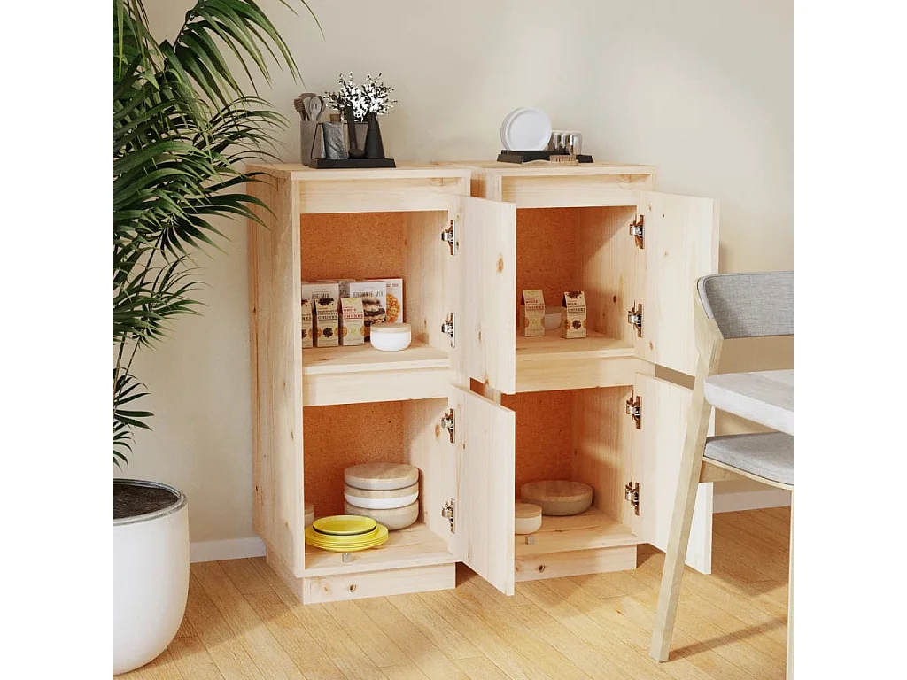 Dressoirs 2 st 31,5x34x75 cm massief grenenhout