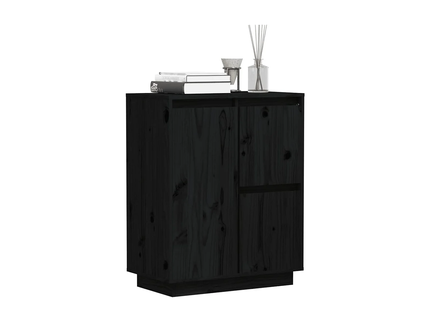 Buffet Noir 60x34x75 Bois massif de pin