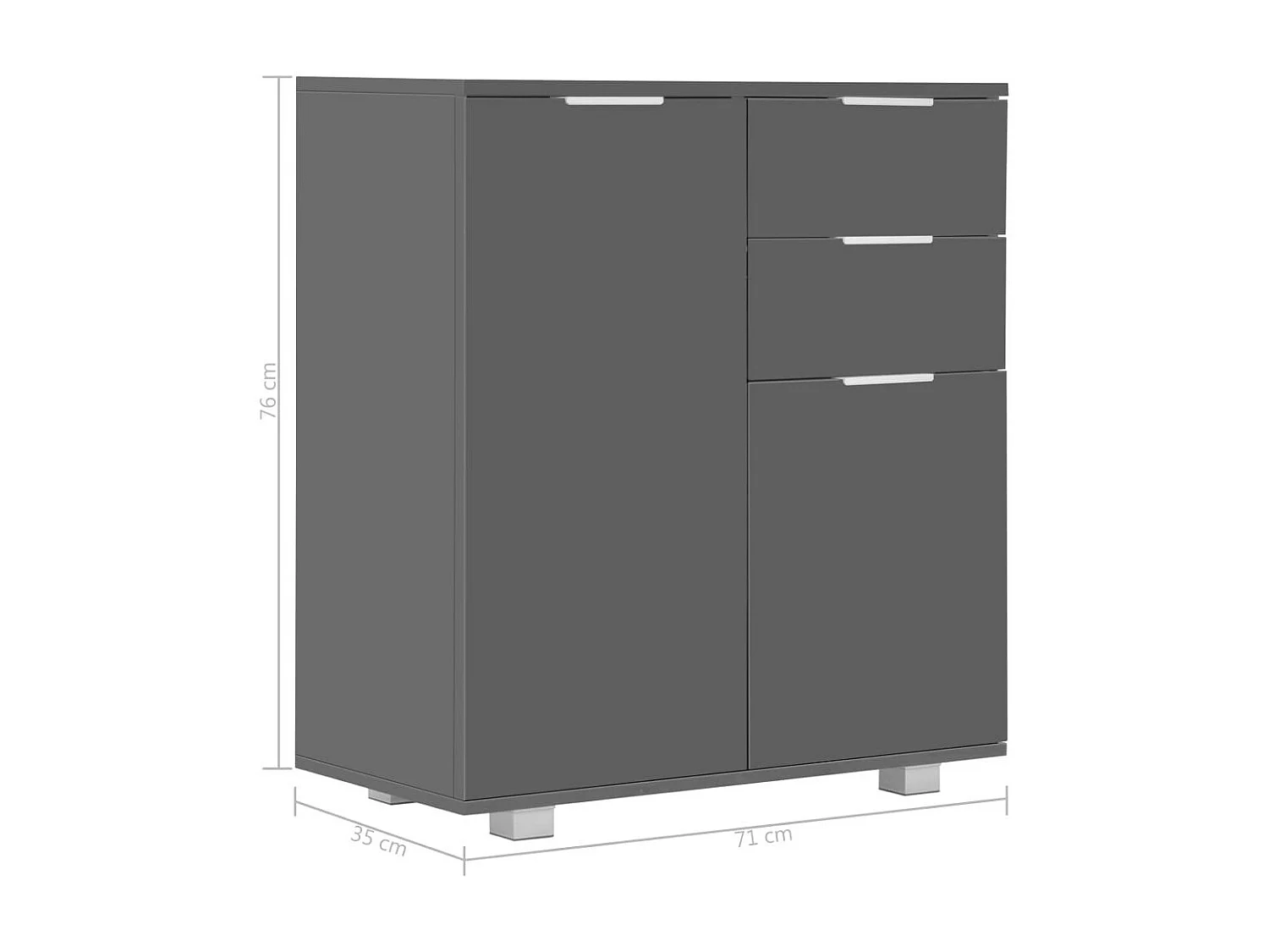 Buffet Gris brillant 71 x 35x76