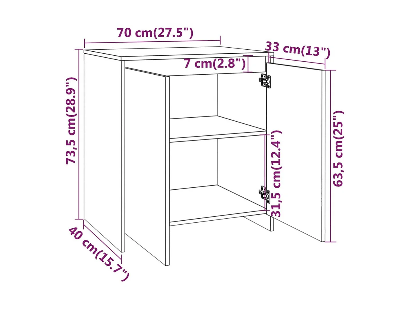 Buffet Chêne sonoma 70x40x73,5