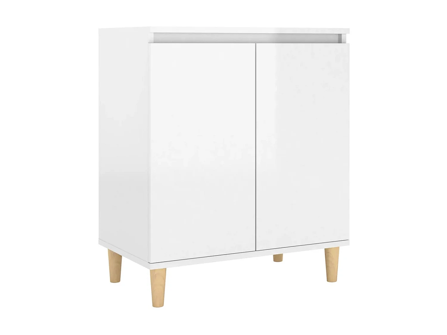 Commode avec pieds en bois Blanc brillant 60x35x70
