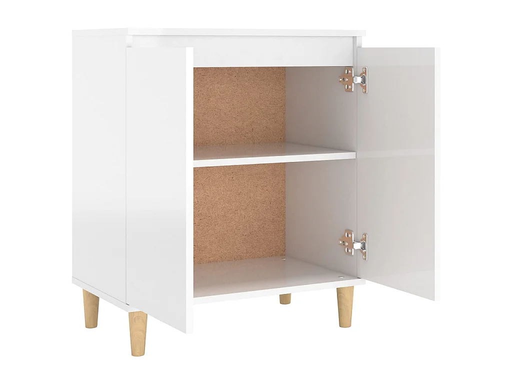 Commode avec pieds en bois Blanc brillant 60x35x70