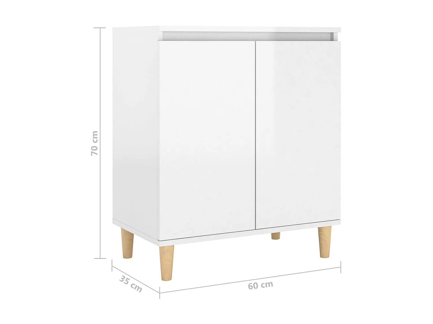 Commode avec pieds en bois Blanc brillant 60x35x70