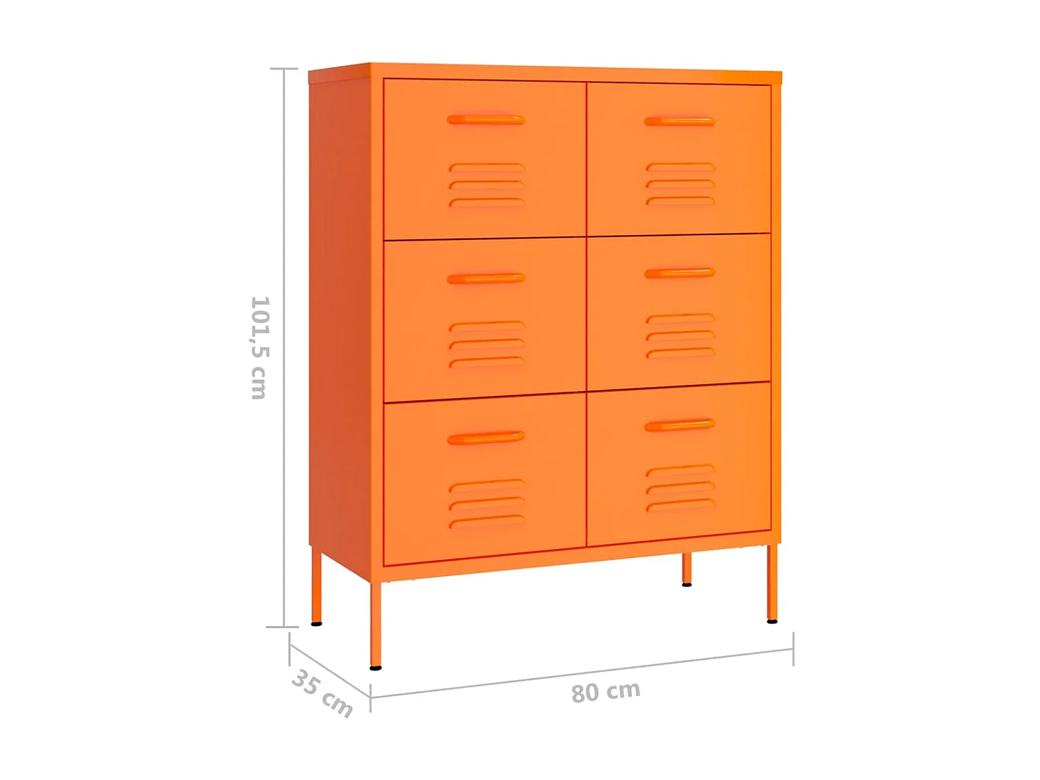 Armoire à tiroirs Orange 80x35x101,5 Acier