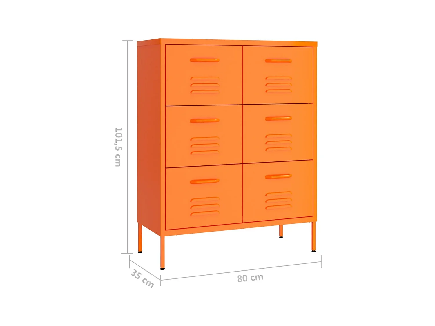 Ladekast 80x35x101,5 cm staal oranje