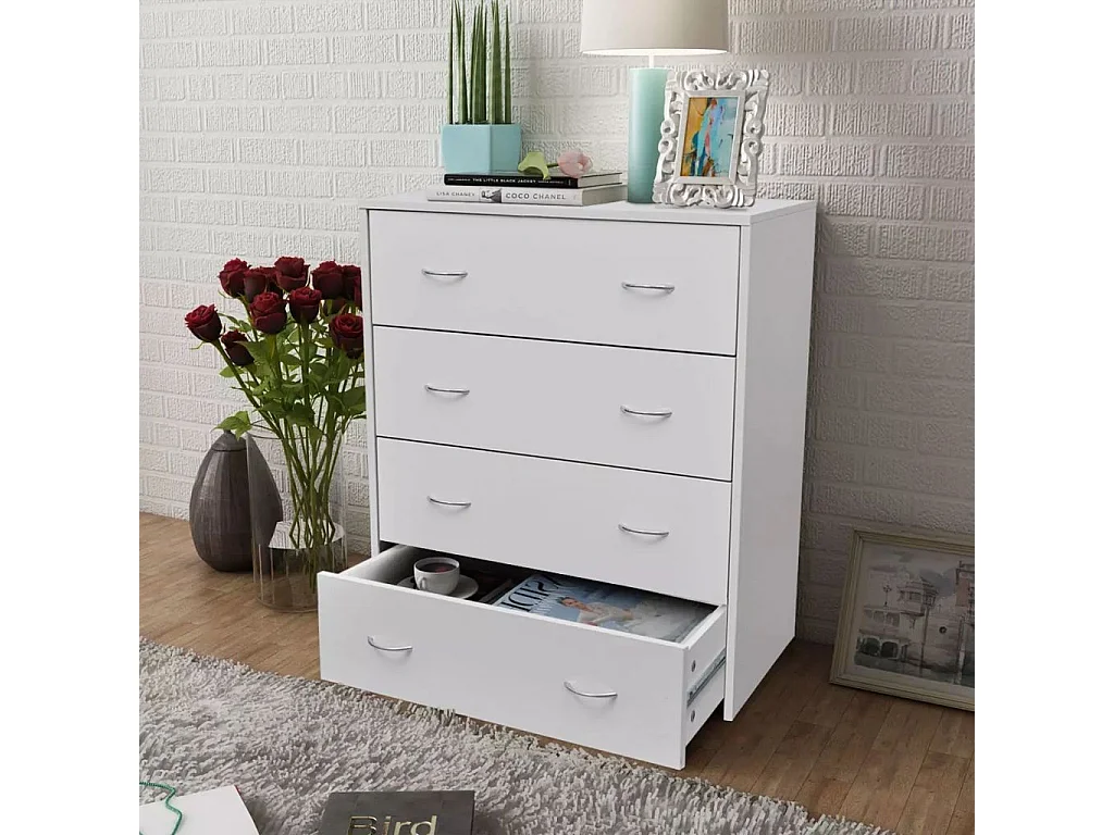 Commode 4 tiroirs bois blanc Chickie