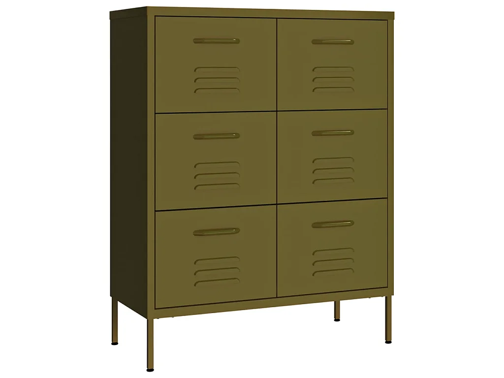 Armoire à tiroirs Vert olive 80x35x101,5 Acier