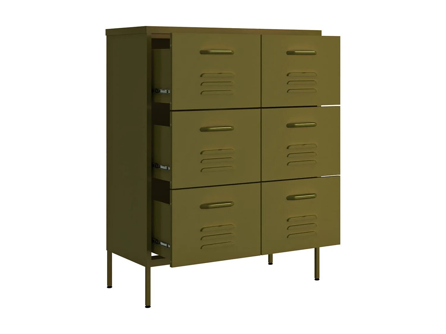 Armoire à tiroirs Vert olive 80x35x101,5 Acier