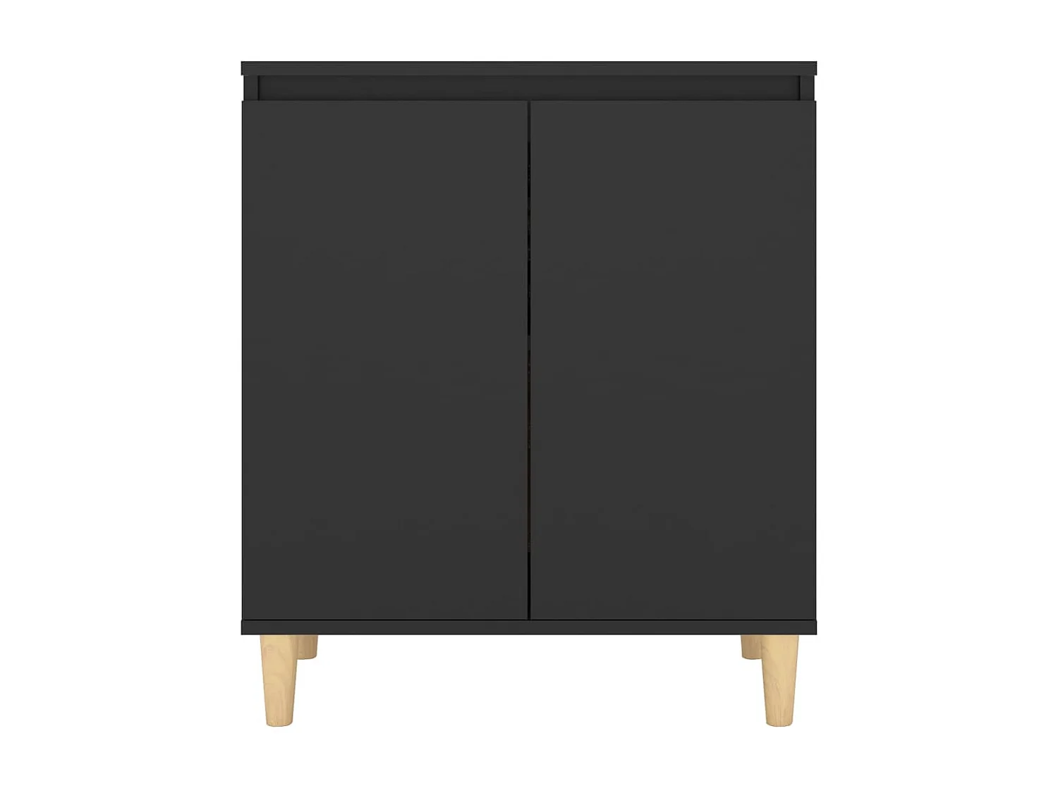 Buffet avec pieds en bois massif Noir 60x35x70