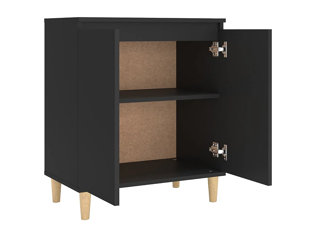 Buffet avec pieds en bois massif Noir 60x35x70