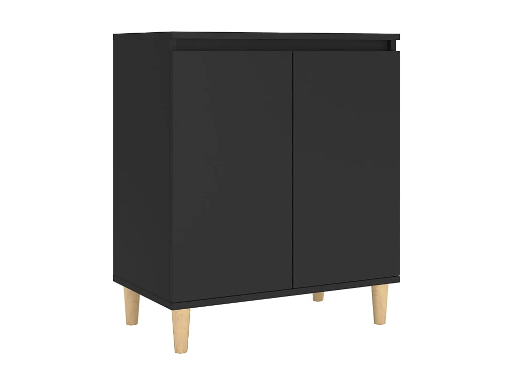 Buffet avec pieds en bois massif Noir 60x35x70