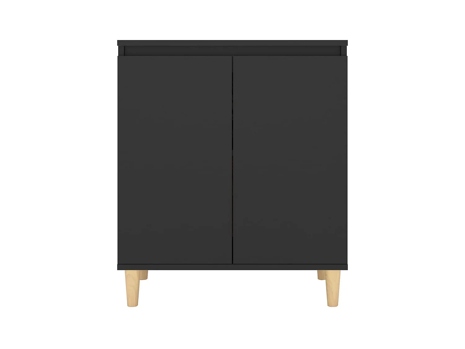 Buffet avec pieds en bois massif Noir 60x35x70