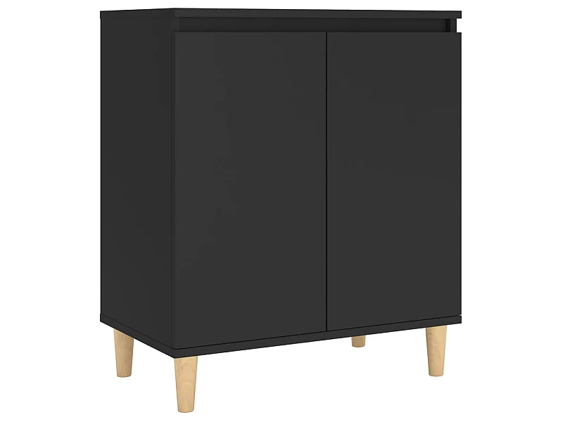 Buffet avec pieds en bois massif Noir 60x35x70