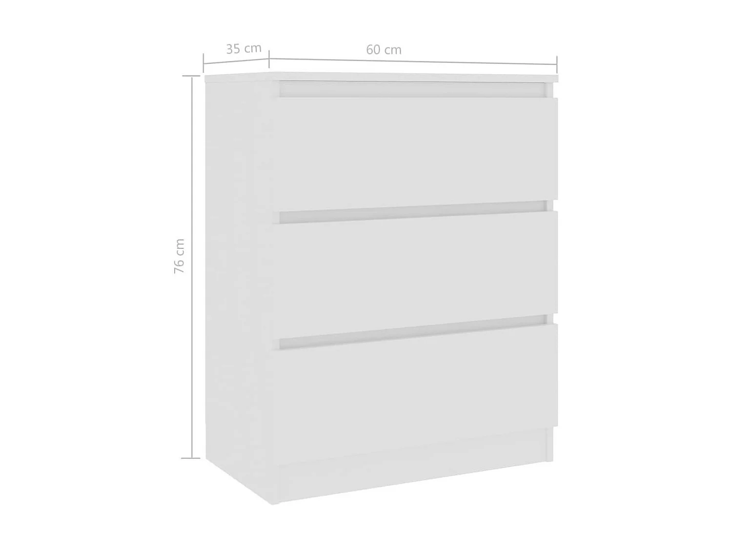 Commode blanche 3 tiroirs 60x35x76