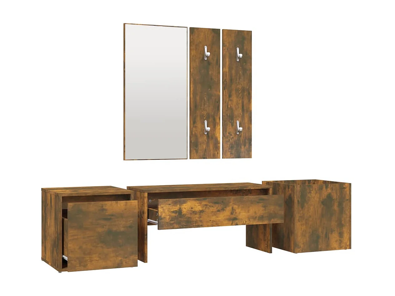 Ensemble de meubles de couloir Chêne fumé Bois d'ingénierie