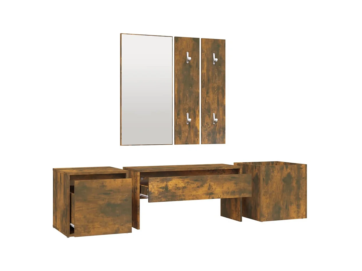 Ensemble de meubles de couloir Chêne fumé Bois d'ingénierie