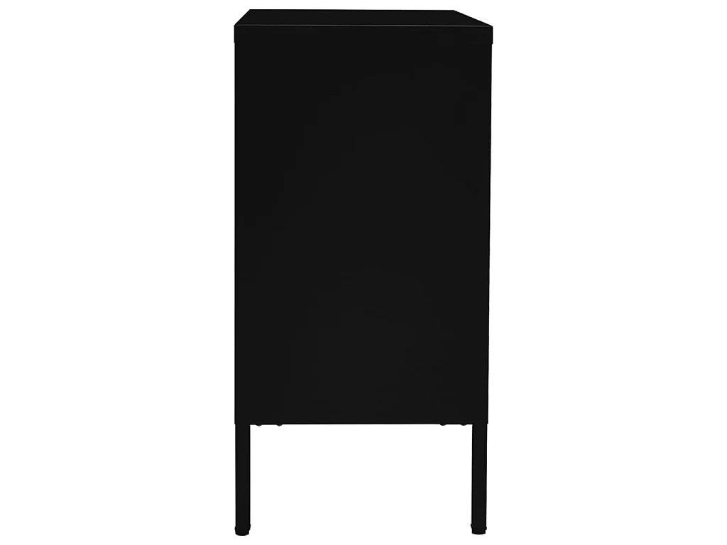 Buffet Noir 75x35x70 Acier et verre trempé