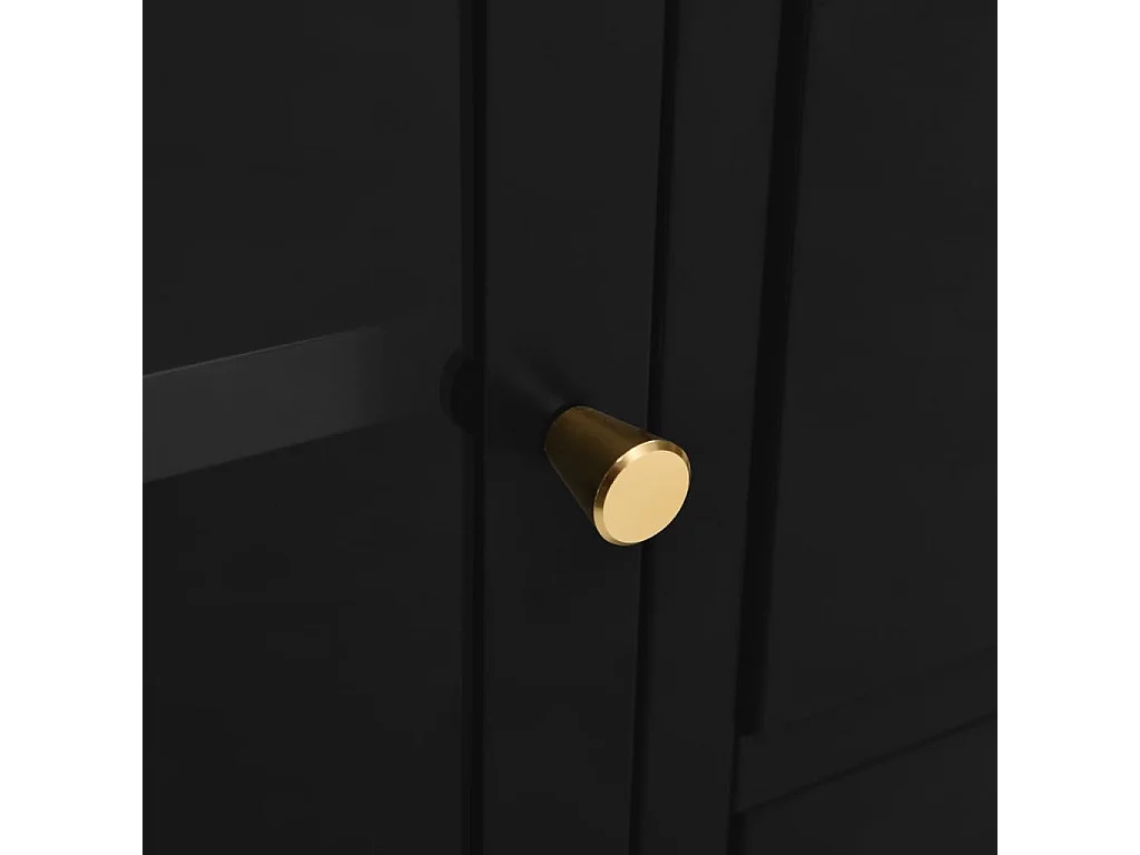 Buffet Noir 75x35x70 Acier et verre trempé