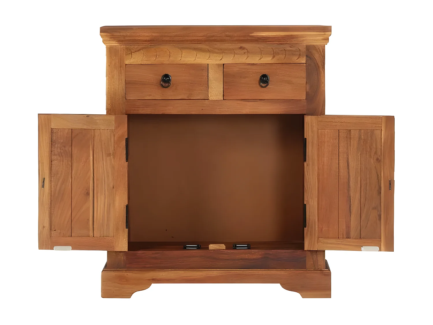 Commode 2 portes 2 tiroirs acacia massif foncé Sokina