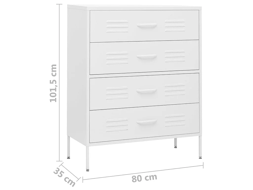 Commode Blanc 80x35x101,5 Acier