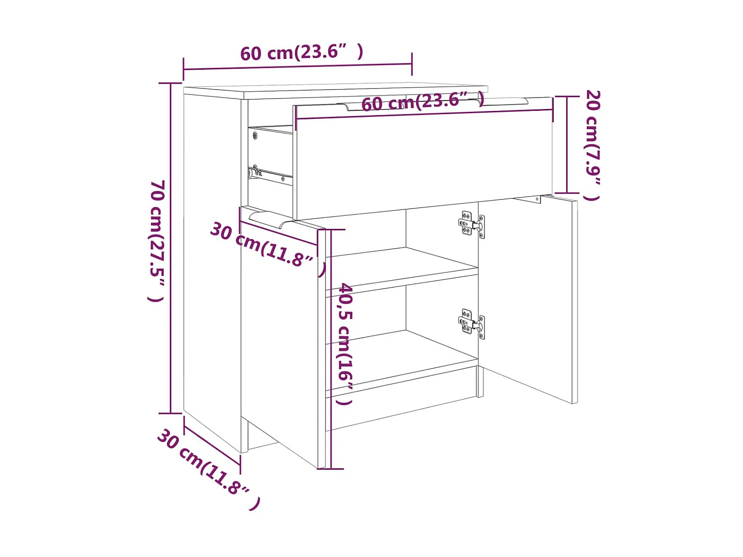Buffet Chêne sonoma 60x30x70 Bois d'ingénierie