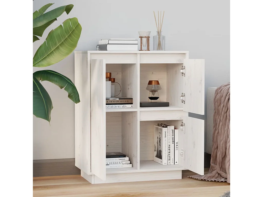 Commode blanche 60x34x75 Bois massif de pin Vimo