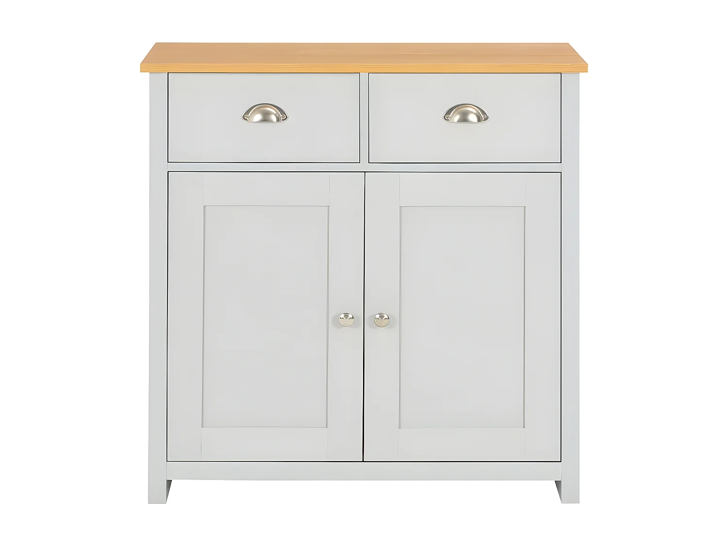 Commode 2 portes 2 tiroirs bois gris et clair Patt