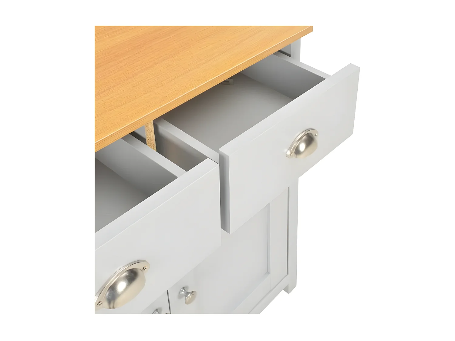 Commode 2 portes 2 tiroirs bois gris et clair Patt