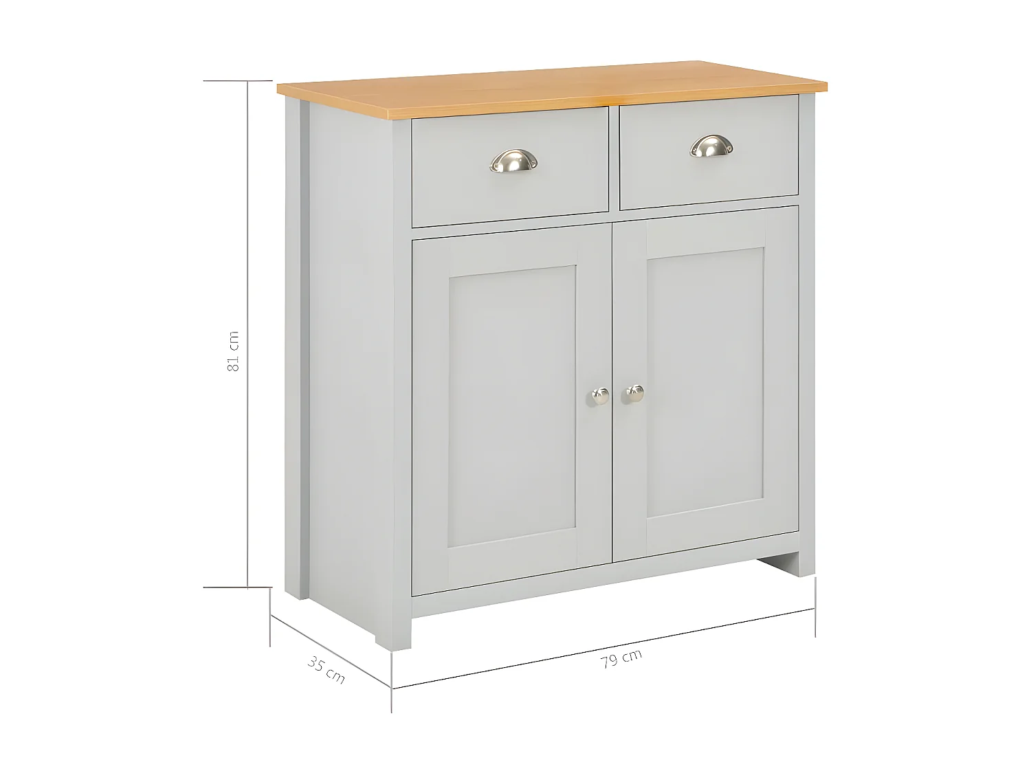 Commode 2 portes 2 tiroirs bois gris et clair Patt