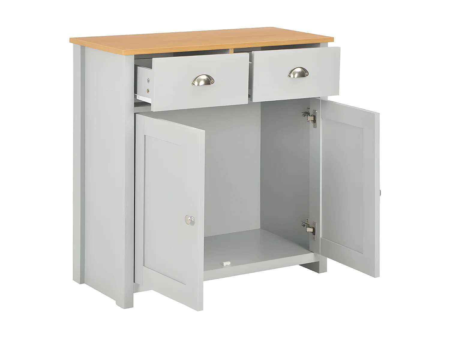 Commode 2 portes 2 tiroirs bois gris et clair Patt